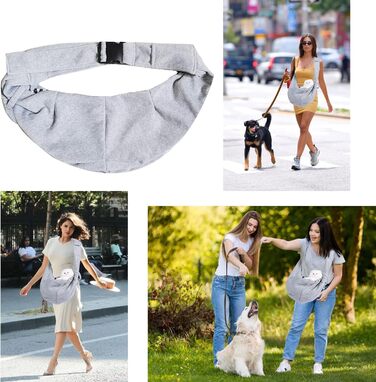 Тканина-кенгуру для цуценят до 7.5 кг, переноска для собак з регульованим плечовим ременем, переноска для домашніх тварин, літня переноска для котів та собак (сіра)