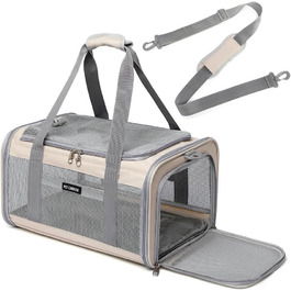 Транспортувальна сумка для котів та маленьких собак, схвалена авіакомпаніями, дихаюча та складна, портативна сумка для подорожей, для бартагамен, цуценят, підвісна сумка, хакі, розмір S