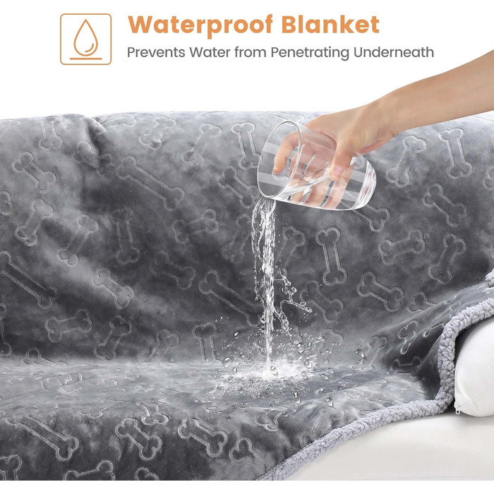 Водонепроникний коврик для собак PETTOM, 145 x 127 см, фліс Sherpa, захист дивану, миється, двосторонній, сірий