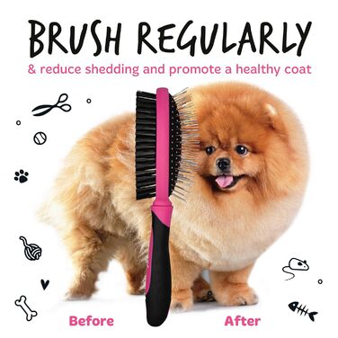 Буршлюк Bugalugs 2-в-1 для собак та котів: двосторонній гребінь для довгої та короткої шерсті, видаляє відмерле волосся, масаж та догляд за шкірою