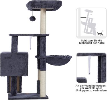 Котячий будиночок Heybly з когтеточкою та щіткою, сірий, HCT005SG