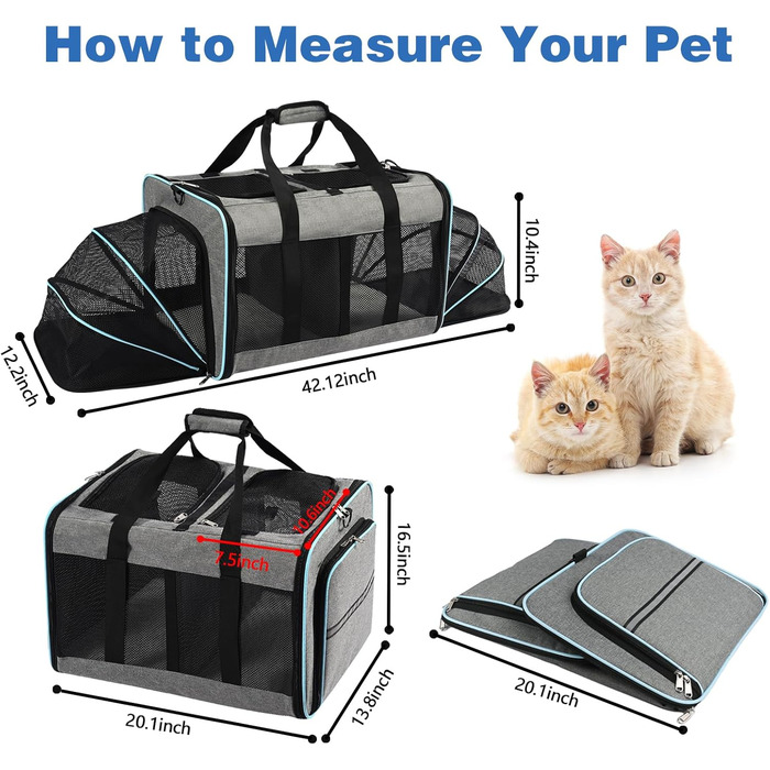 Трансформер для тварин 2-в-1: переноска для котів та собак, блакитна. Атмосферична, з міцним дном, для подорожей