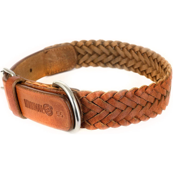 Обруч для собак Monkimau з натуральної шкіри, плетіння, регульований (55 - (30мм)), розмір M: 30мм x 55см