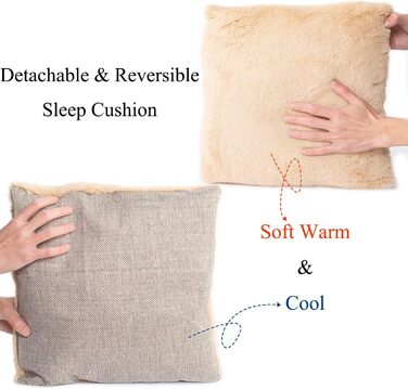 Кігтеточка-будиночок для котів, розкладне ліжко-печера, будиночок для котів з пральними подушками, ліжко для кошенят, кіт-кігтеточка, м'яке та тепле ліжко для котів у приміщенні для кошенят та середніх M(15 x 15 x 15 дюймів) Бежевий