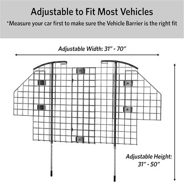 Захисний бар'єр для SUV Midwest Homes for Pets, 6 труб, чорний, модель 11 (Матовий чорний, оцинкований, розмір XS (до 4,53 кг))