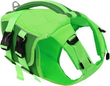 Спасальний жилет для собак Konvinit, для плавання, човнів, серфінгу, регульований, з ручкою та світловідбивачами, зелений, S (42-55 см)