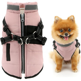 Теплий жилет для собак та котів SMALLLEE_LUCKY_STORE, флісова підкладка, спортивний дизайн, з поворотним кільцем, для чихуахуа, йоркширського тер'єра, рожевий xs