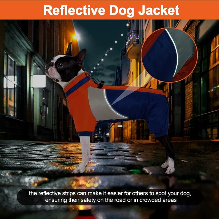 Водонепроникний теплий дощовик для собак Kuoser, для маленьких собак, зимовий, з шлейкою, модний, світловідбиваючий, блакитний, XS