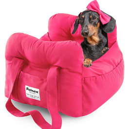 Автокрісло для собак маленьких порід, переноска для цуценят, зручне встановлення, стильна сумка для тварин з великою кишенею, автосидіння для собак, яке можна прати в машині (Рожевий)