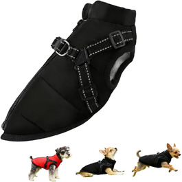 Зимовий одяг для собак з шлейкою, 3-в-1, водонепроникний, вітронепроникний, теплий та зручний. Підходить для собак та котів маленьких, середніх та великих порід (Чорний, 5XL)