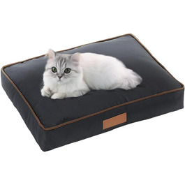 Ліжко для собак Ellie-Bo, розмір M, 71x48x10 см, чорний з коричневими паспальками. М'яка, водонепроникна, з поліестерною начинкою, для клітки 76 см