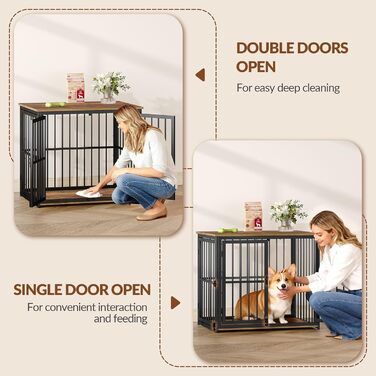 Будиночок для собак 100 см, дерев'яна собача клітка з 3 дверима, вінтажний коричневий, для середніх та великих порід, 100x60x70 см