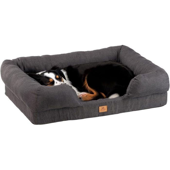 Крісло-ліжко для собак великих порід Ferplast, м'який ортопедичний лежак з memory foam, 93 x 73 x 22,5 см, сірий, миється