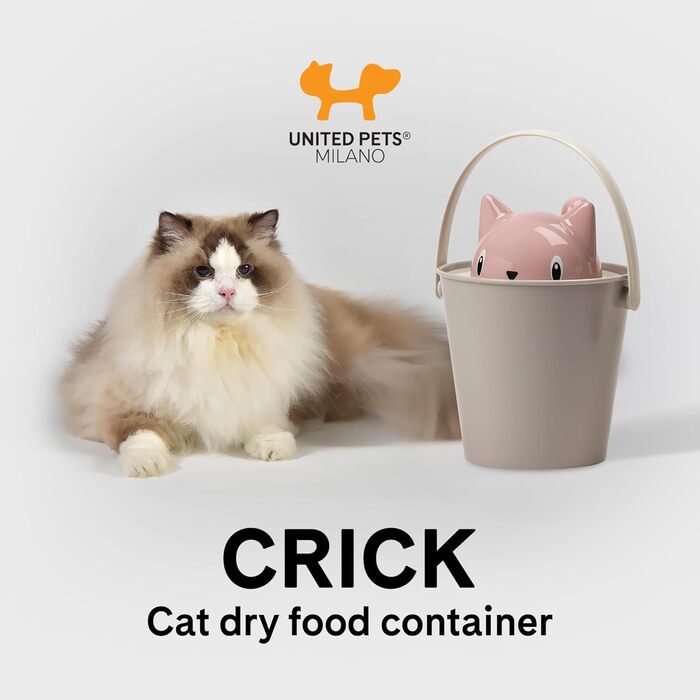 Контейнер для котячого корму United Pets Crick, рожево-сірий, з лопаткою, дизайнер Стефано Джованноні, зроблено в Італії