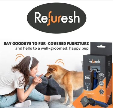 Refuresh щітка для видалення шерсті собак та котів, для короткої і середньої шерсті, легка, синя, середній розмір