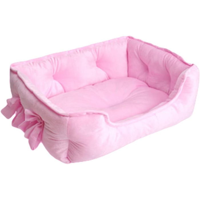 Клітка-ліжко для собак та котів, м'яка, прямокутна, рожева, 58 x 40 x 22 см