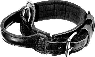 Нашийник для собаки Dingo Gear Drago, амортизуючий, з ручкою, ручна робота, чорний, 48-56 см