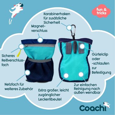 Сумка для дресирування собак Coachi Pro Train & Treat, Marineblau & Hellblau