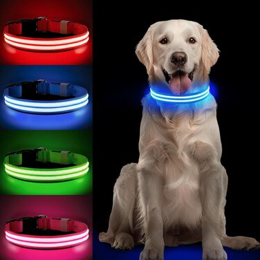 Світлодіодний нашийник для собак Leuchthalsband PcEoTllar, зарядний, 3 режими світіння, водонепроникний, регульований, для малих, середніх та великих собак, блакитний (TC5000), L (48-60 см)