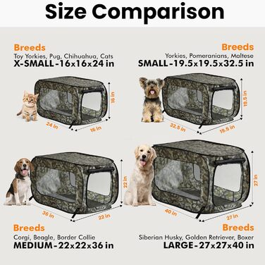 Складаний переносний будиночок-клітка Beatrice Home Fashions для котів і собак, 91,4×55,9×55,9 см, камуфляжний зелений