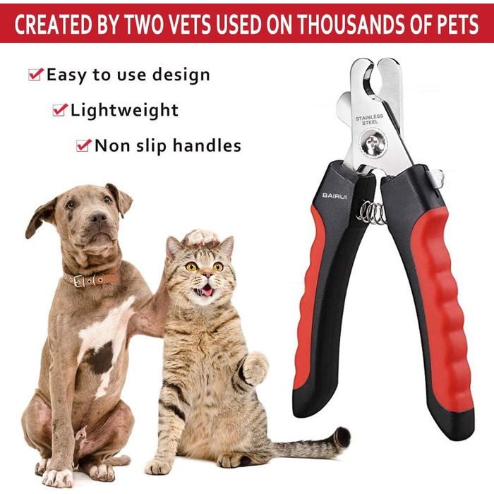 Професійний кусачки для нігтів собак та котів BAIRUI з пилочкою (червоний)
