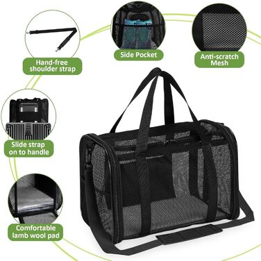 Транспортна сумка для кота/собаки, чорна. Складана переноска для тварин до 6 кг