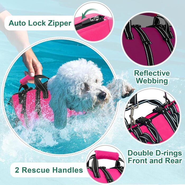 Жилет для плавання собак Fragralley, зелений (рожевий, XS)