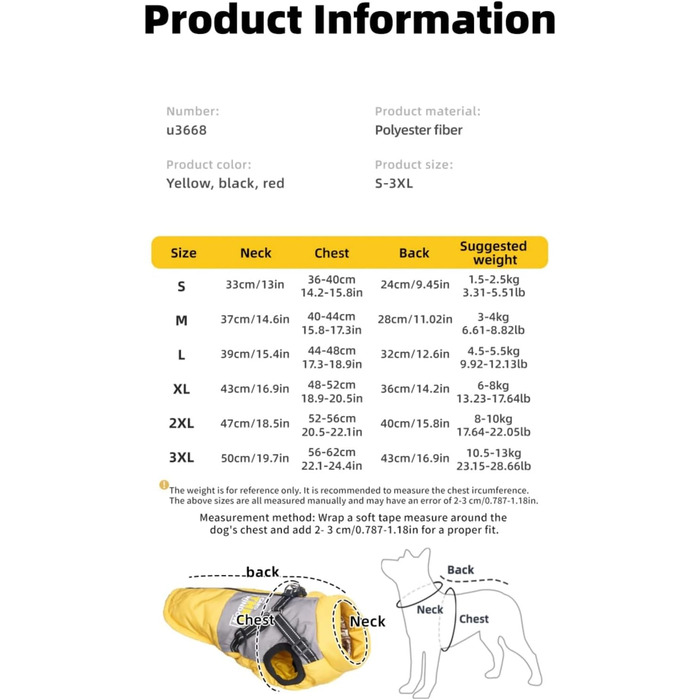 Легка, дихаюча тепла куртка для собак зі снігофлісу, вітро- та водонепроникна, з світловідбиваючим отвором для повідка, для Бульдога та Лабрадора, жовта, 2XL