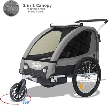 Дитячий причіп Tiggo 2-в-1 для велосипеда: причіп-велосипед, сірий, 50402