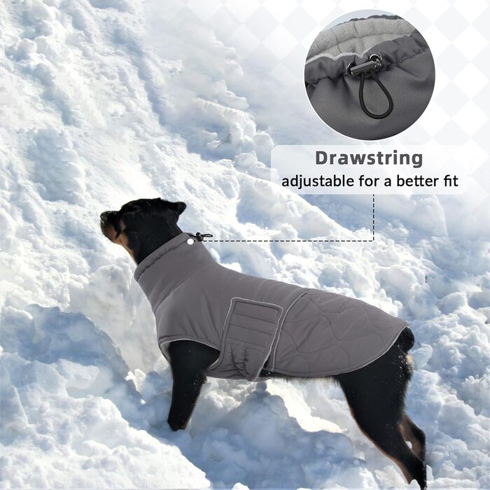 Теплий зимовий одяг для собак - куртка з отвором для шлейки, підійде для коргі, кокер-спанієль (Сірий L)