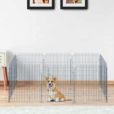 PawHut Відкритий вольєр для цуценят з 8 частин Puppy Run & Playpen, 63x76 см, безпечний і стайня | Аосом
