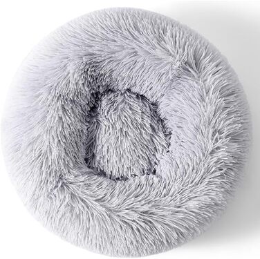 Кругла м'яка лежанка-донатик для собак та котів середнього розміру. Лежанка для тварин з плюшу, тепла та зручна. Підходить для собак та котів до 8 кг (38x38x14 см)