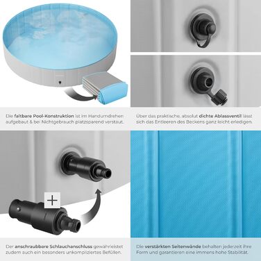 Басейн Tectake® для собак та дітей, 120 см⌀: ідеальний для ігор з водою та м'ячиків