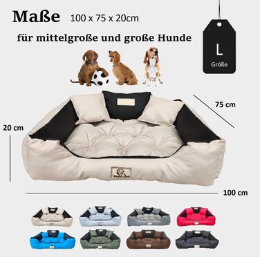 Крісло-ліжко для собак великих порід King Dog, велике, миється, з іменем, водонепроникне, силіконова наповнювач (Бежевий, 100 x 75 см)