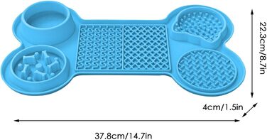 Килимок для годування кошенят та цуценят з 5 присосками, здорове харчування, різні дизайни (блакитний)