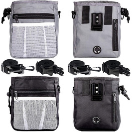 Сумка для ласощів STMK Leckerlibeutel для собак з поясом, 3 способи носіння, легка, іграшки, сухий корм, ласощі для собак, дресирування, для цуценят (сірий та чорний)