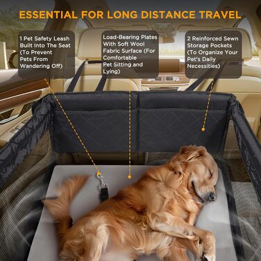 Автокрісло для собак великих та середніх порід – водонепроникне, з жорсткою основою, сітчасті вікна, кишені для зберігання та регульовані ремені