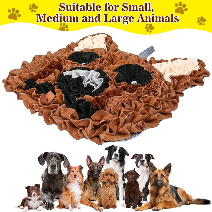 Килимок для собак, інтерактивна іграшка, килимок для повільного годування, ментальна стимуляція, розвиває навички пошуку, підходить для малих та середніх собак, колір коричневий