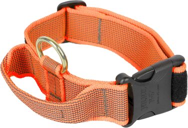 Нашийник Julius-K9 Color & Grey з ручкою, надійним затвором та змінним патчем, 40 мм (38-53 см), Оранжево-Сірий