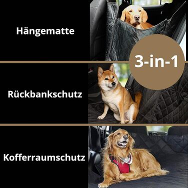 Автомобільна захисна накидка для собак 3-в-1 - захист заднього сидіння, багажника та гамак для собак. Нековзна, стійка до подряпин, водонепроникна. Розмір: 56 x 45 x 137 x 48 см