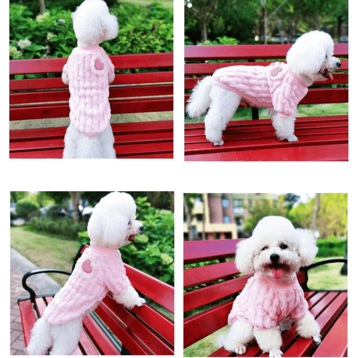 Теплий пуловер для кота з м'якої бавовни, рожевий котик, ростовка L (4-5 кг), з мішечком для одягу