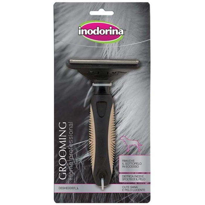 Індорона Дешедер для маленьких собак (розмір L) - гребінець для підшерстка та надлишкового волосся. Ідеально для полірування та видалення ковтунів. Підходить для короткого, середнього та довгого волосся