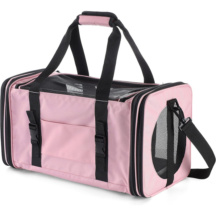 Транспортна переноска для котів та собак середніх розмірів, складна, M, Magenta