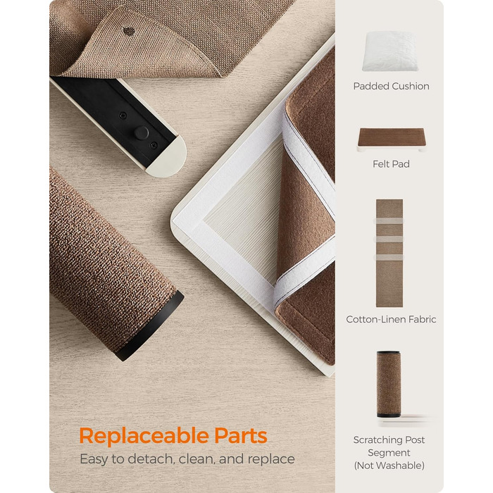 Feandrea Clickat Collection - Драбина-подряпування для котів, 100 см, товста, настінна, з 2 стійками, діаметр 10,4 см, швидка збірка, розширювана, (XXL набір меблів для котів на стіні)