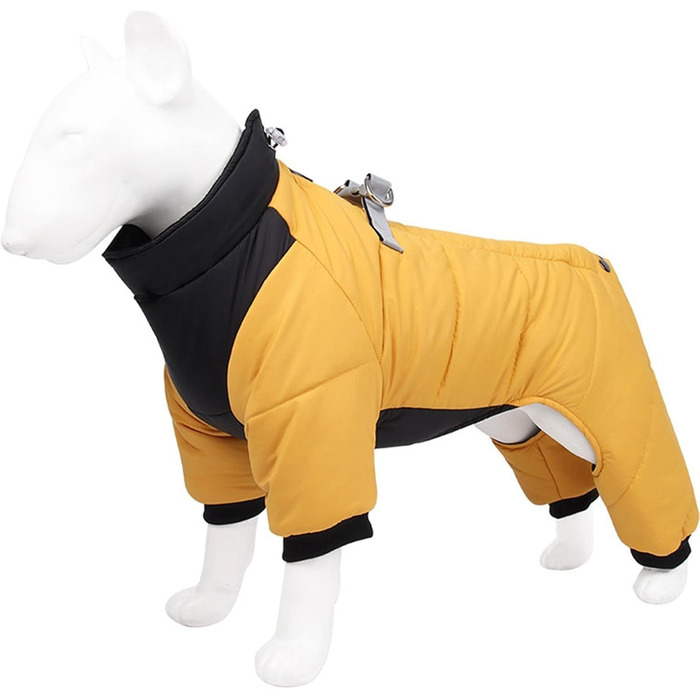 Зимовий одяг для собак - тепла куртка, вітрозахисний жилет, зимовий костюм, піжама для собак (жовтий, M)