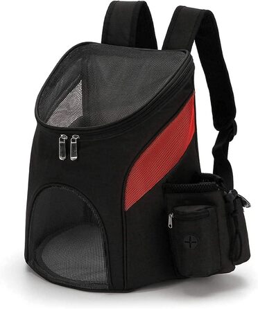 Рюкзак для кота та собаки IFIKK: зручний, дихаючий, з безпечним ремінцем. Чорний, червоний