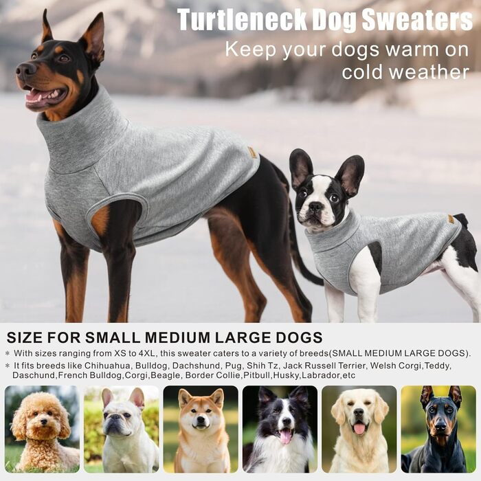 Світшот для собак Mosucoirl: теплий пуловер для маленьких, середніх та великих собак XS-4XL сірого кольору