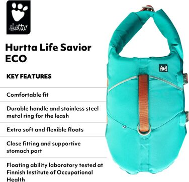 Спасальний жилет для собак Hurtta Life Savior ECO, Peacock, 10-15 кг