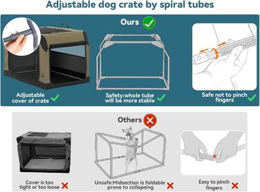 PETSFIT Кія для собак, переноска для автомобіля та дому, складна, для багажника/заднього сидіння, регульований чохол & посилена сітка, переноска для собак, з замком-блискавкою, M (S:61x46x43 см, армійний зелений)