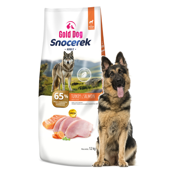 Сухий корм для собак Gold Dog Snocerek 12кг (індичка, лосось, овочі) для суглобів
